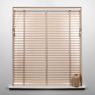 See more information about the Universal 60cm x 50mm Slat Cream Wood Venetian Blind